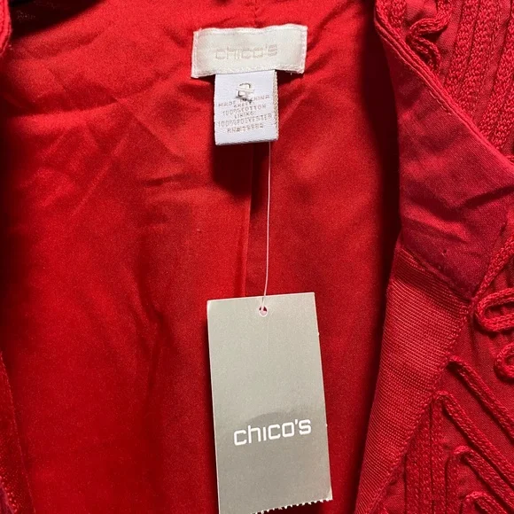 Chico's Red Textured Women's Jacket - Picture 2 of 6